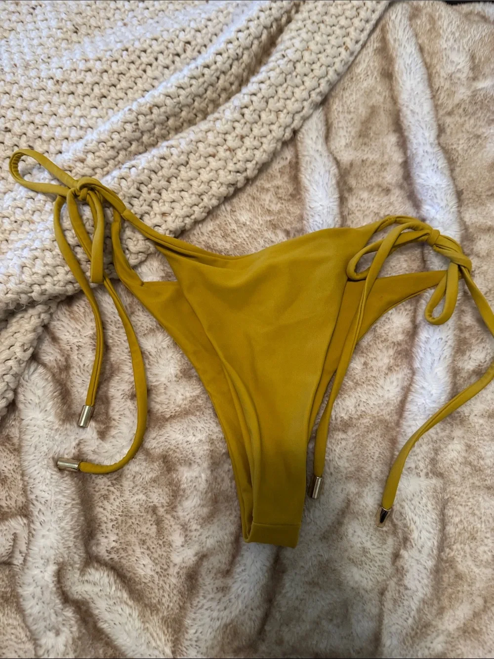 Monday Swimwear Mustard Yellow Tie-Side Bikini Bottoms